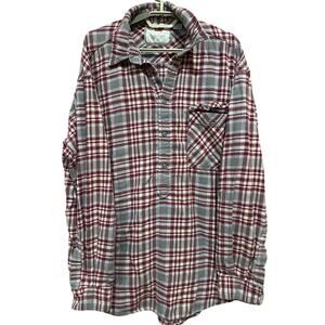 Levis Men Flannel Shirt Size L Red Gray Plaid Grunge Preppy 100% Cotton